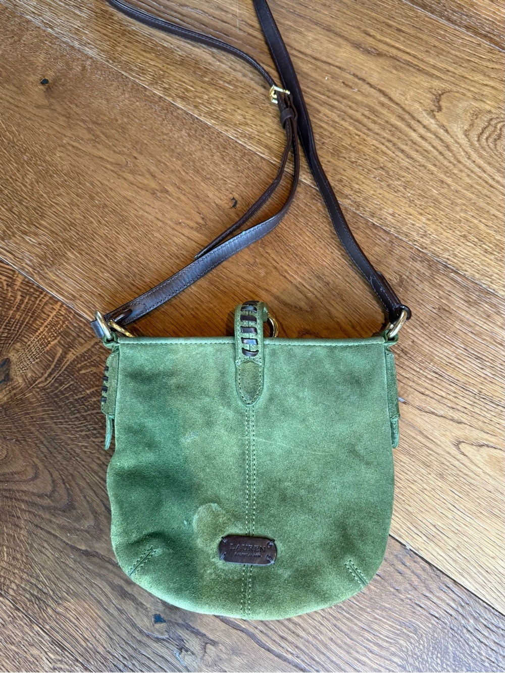 Ralph Lauren army green Suede Fringe Crossbody Bag - Picture 3 of 5